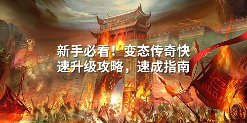 新手必看！变态传奇快速升级攻略，速成指南
