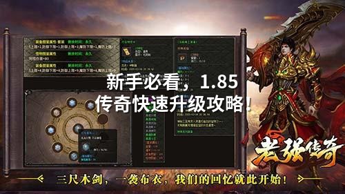 新手必看，1.85传奇快速升级攻略！